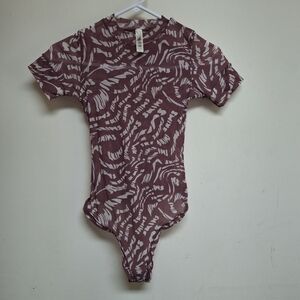 Skims Raspberry Swirl Thong Body Suit